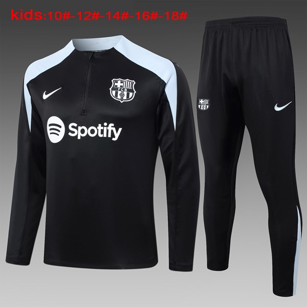 Niños Sudadera De Training Barcelona 2024 2025 Negro Gris 3